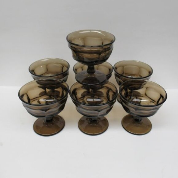 7 - Westmoreland Glass Brown ASHBURTON Line #1885 3 3/4 In 6 Oz Footed Sherbets - Picture 1 of 3